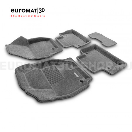 Текстильные 3D коврики Euromat3D Business в салон для Volvo S 80 (2006-) № EMC3D-005507G Серые