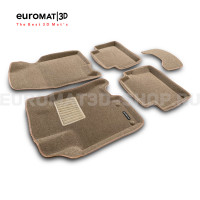 Текстильные 3D коврики Euromat3D Business в салон для Nissan Qashqai (2007-2013) № EMC3D-003714T Бежевые