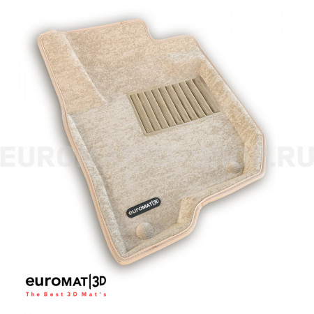 Текстильные 3D коврики Euromat3D Business в салон для Mitsubishi Pajero Sport (2016-2019) № EMC3D-003614T Бежевые
