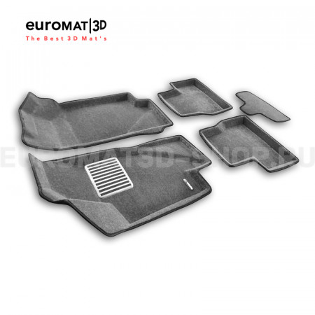 Текстильные 3D коврики Euromat3D Lux в салон для Lada Granta (2014-) № EM3D-005310G Серые