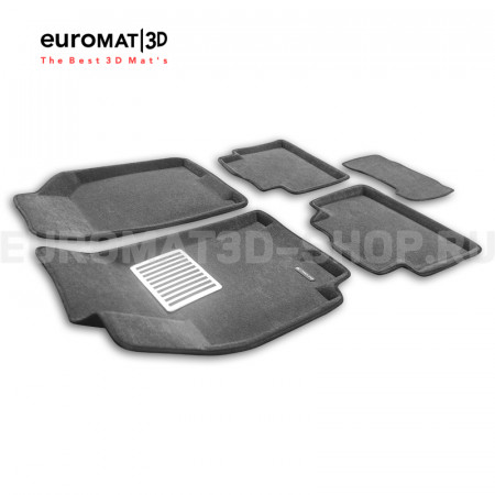 Текстильные 3D коврики Euromat3D Lux в салон для Chevrolet Lacetti (2004-2013) № EM3D-001506G Серые